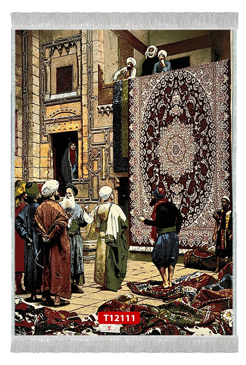 تابلوفرش بافت ماشینی طرح ایرانی بازار فرش فروشان کد 12111-2