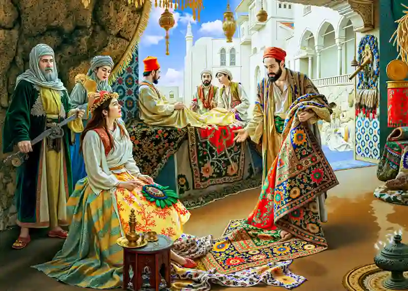تابلوفرش چاپی طرح نقاشی ایرانی کد 3411