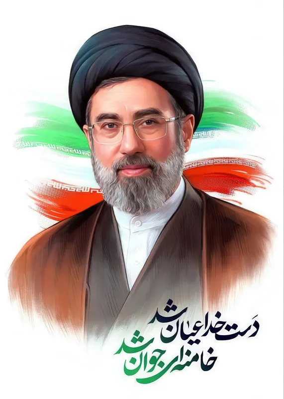 تابلوفرش طرح دست خدا عیان شد خامنه ای جوان شد کد 9835